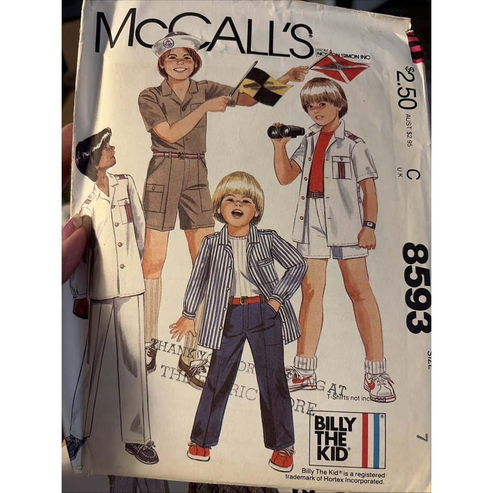 McCalls 8593 Boys Jacket Pants Shorts Sewing Pattern Size 7 Uncut Billy The Kid